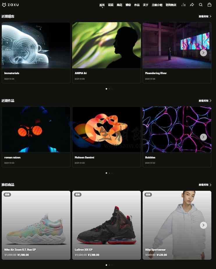 WordPress主题简约优雅的作品展示博客主题ZAXU 2.3.8开心版-拾光资源网