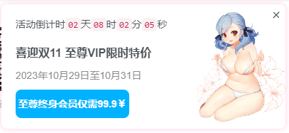 Zibll子比主题美化 网站右下角会员优惠开通活动弹窗代码-拾光资源网