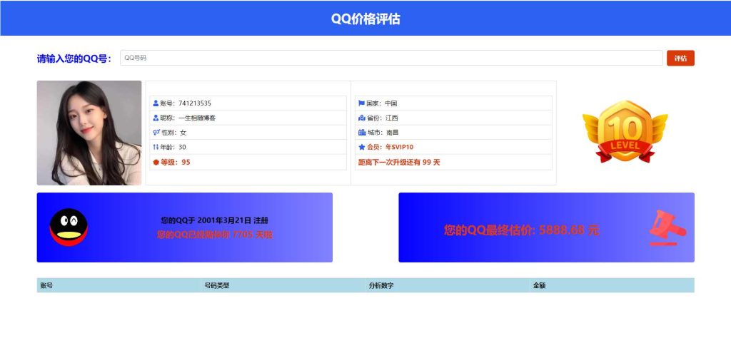 2024抖音非常火爆的QQ价值评估网站源码-拾光资源网